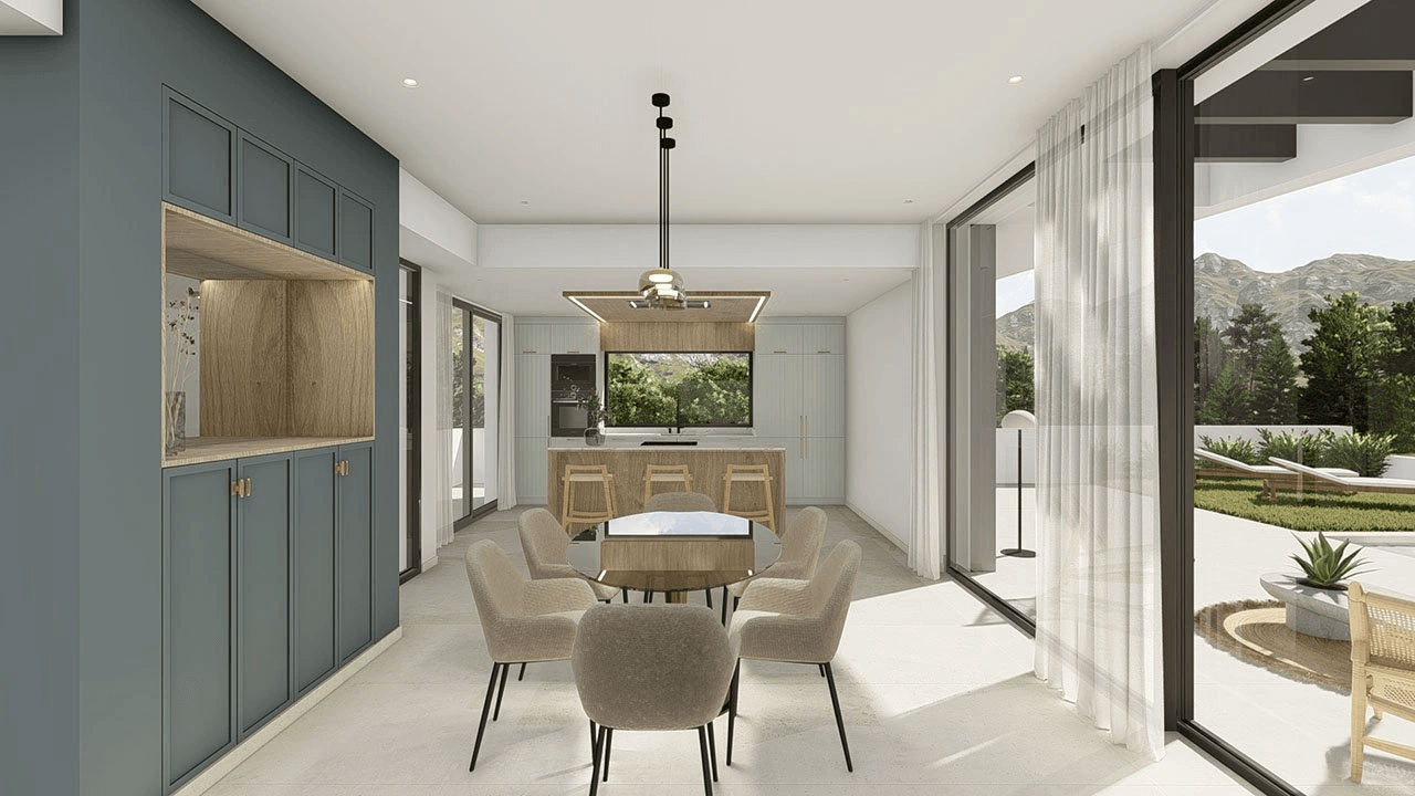 Villas fantastiques et spacieuses avec 3 chambres, 3 salles de bain, W.C., garage, immense sous-sol, piscine privée et vue sur la mer