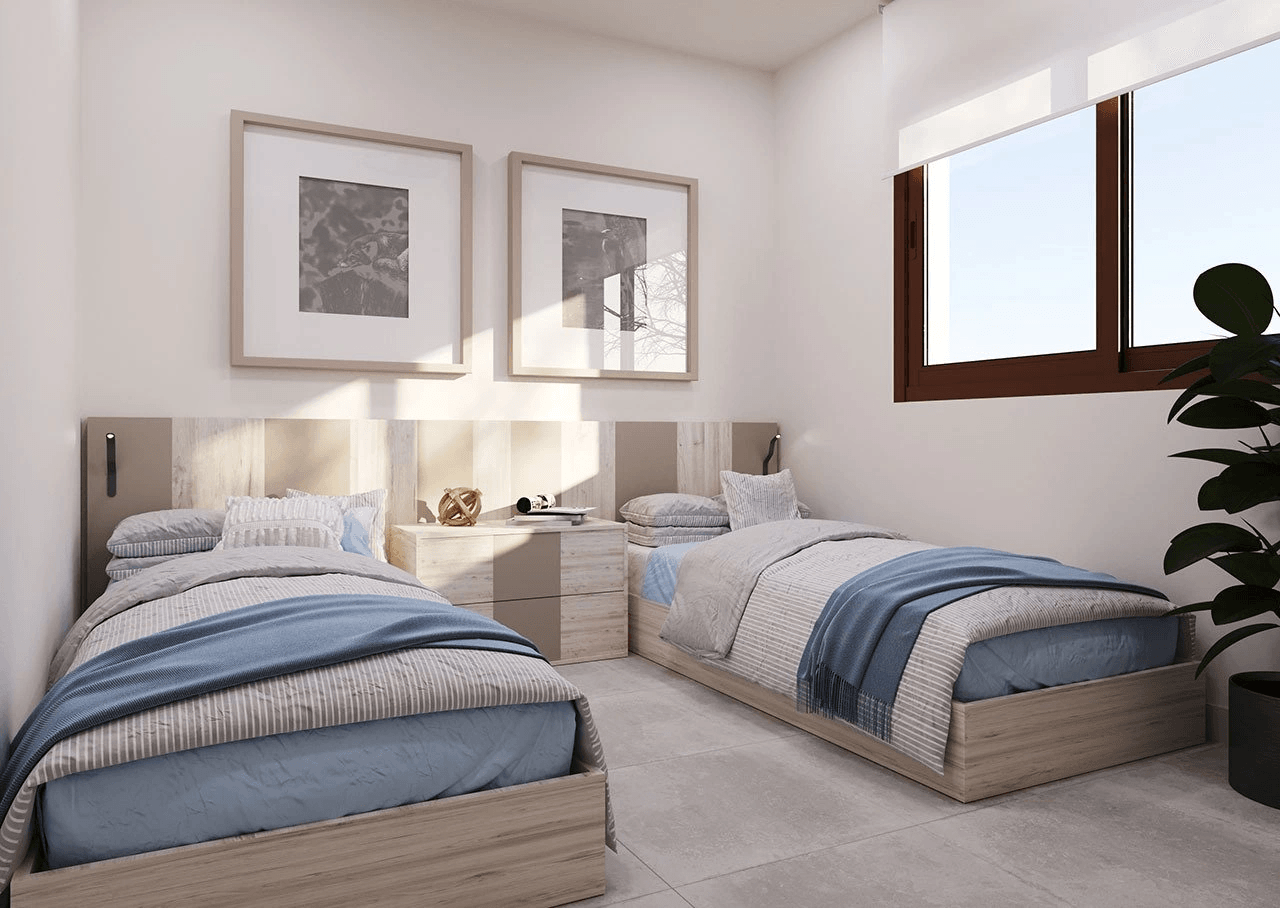 Appartements avec 2 chambres à coucher, chauffage au sol dans les salles de bains, climatisation et piscine commune à seulement 250 m de la mer