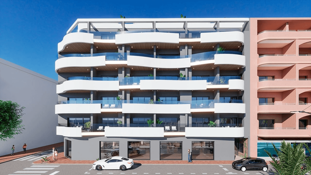 Appartements avec 3 chambres, 2 salles de bain et piscine commune à seulement 160 m de la plage de Los Locos