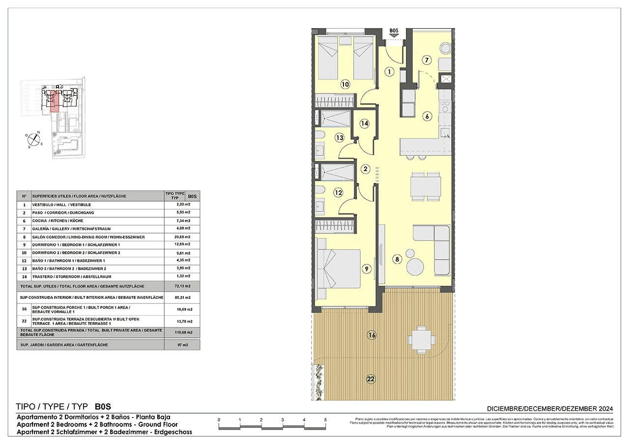 Appartements avec 2 chambres à coucher, chauffage au sol dans les salles de bains, climatisation et piscine commune à seulement 250 m de la mer
