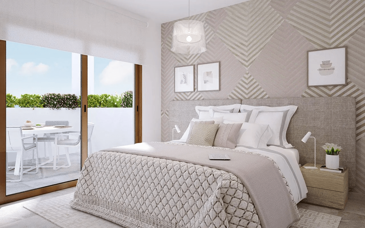 Villas mitoyennes de 2 chambres à coucher avec toit-terrasse avec vue sur la mer et piscine privée en option à seulement 400 m de la plage