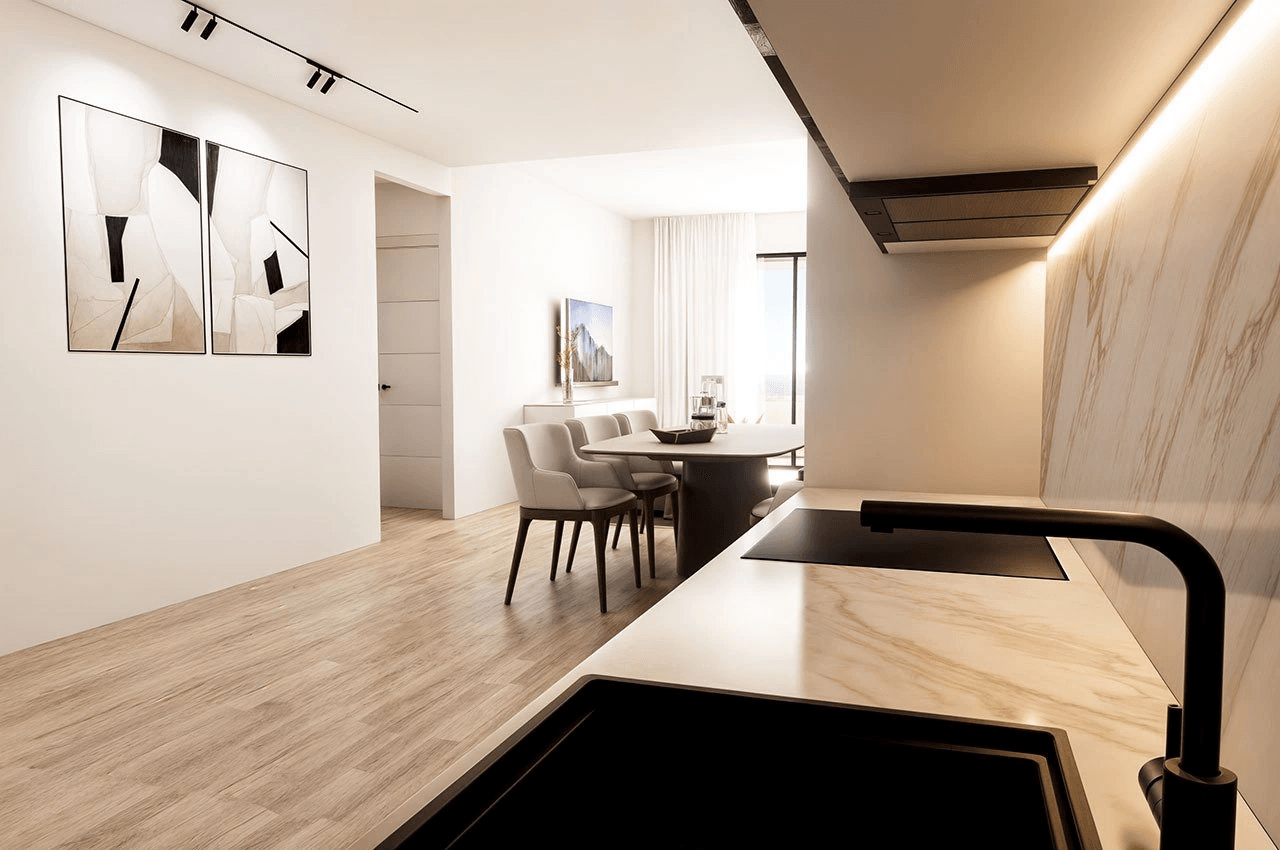 Penthouses de 2 chambres et 2 salles de bains avec terrasse sur le toit, piscines communautaires et vue sur la mer