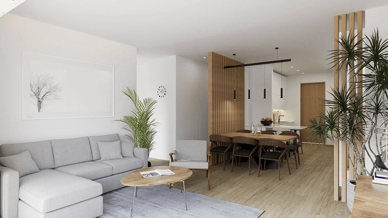 Modernas villas de 3 dormitorios y 3 baños con aseo, sótano, aire acondicionado y piscina privada en un paisaje muy bonito