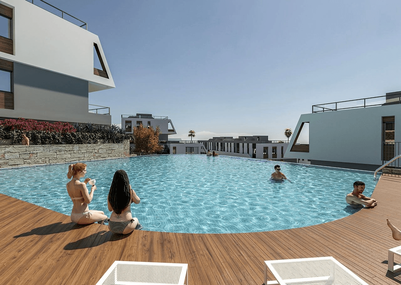 Apartamentos exclusivos de 3 dormitorios con vistas al mar, piscina comunitaria y aire acondicionado a tan solo 800 m de la playa