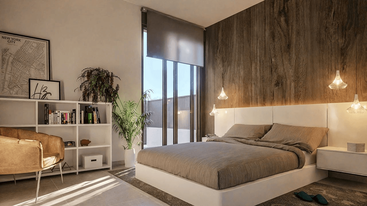 Villas jumelées avec 3 chambres, 3 salles de bains, terrasse sur le toit, pré-installation de la climatisation et piscine privée