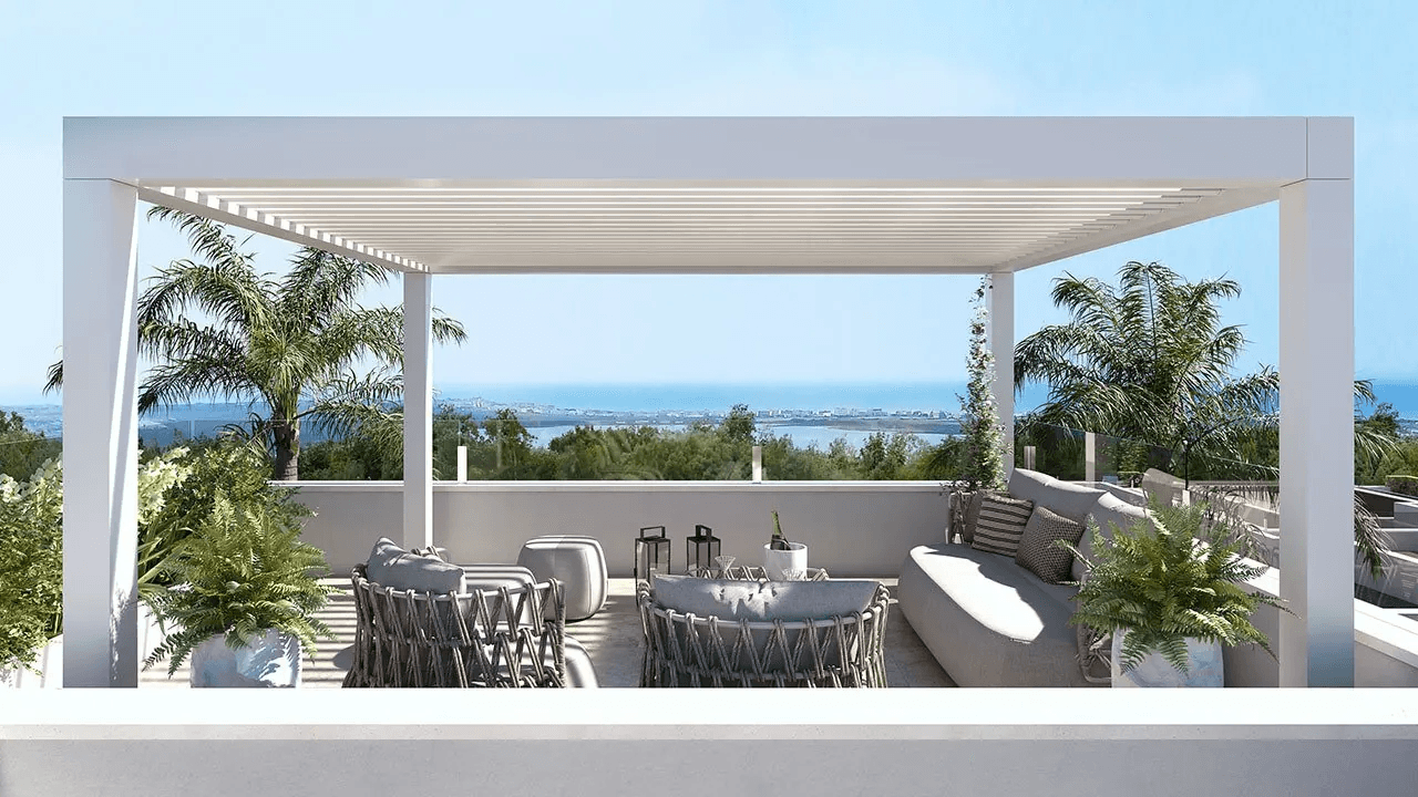 Villas sur deux étages avec 3 chambres, toit-terrasse, cuisines équipées d’électroménagers, climatisation, parking privé et piscine privée