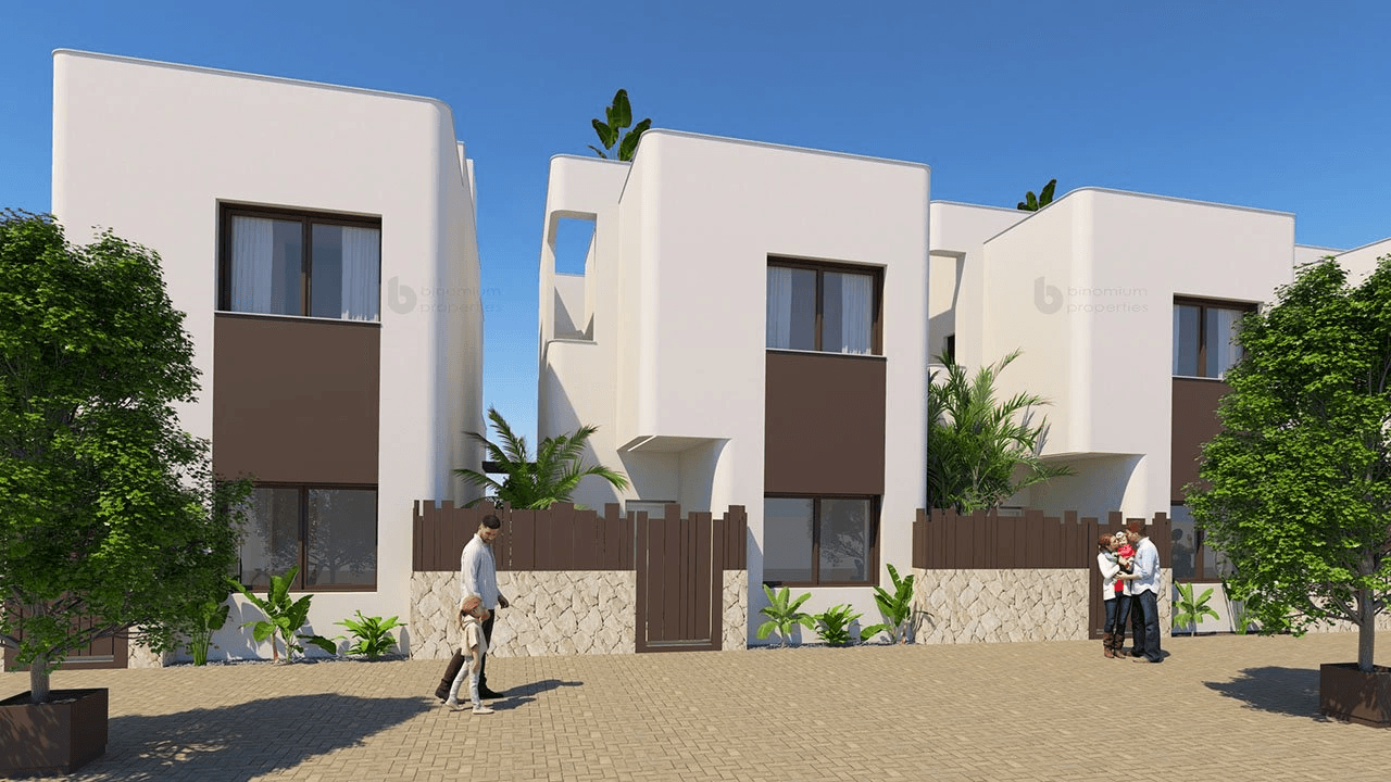 Maravillosas villas de 3 dormitorios y 3 baños con solario, suelo radiante en baños y piscina privada a tan solo 1 km de la playa
