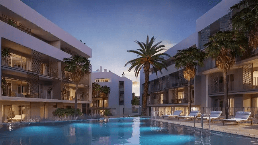 Appartement neuf exclusif de 3 chambres avec piscine, place de garage et débarras
