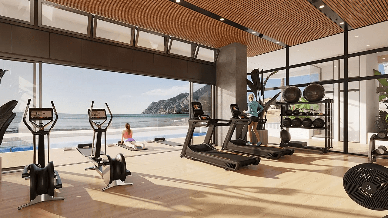 Maisonettes avec 3 chambres, 3 salles de bain, toit-terrasse, climatisation et vue sur la mer en première ligne de la plage