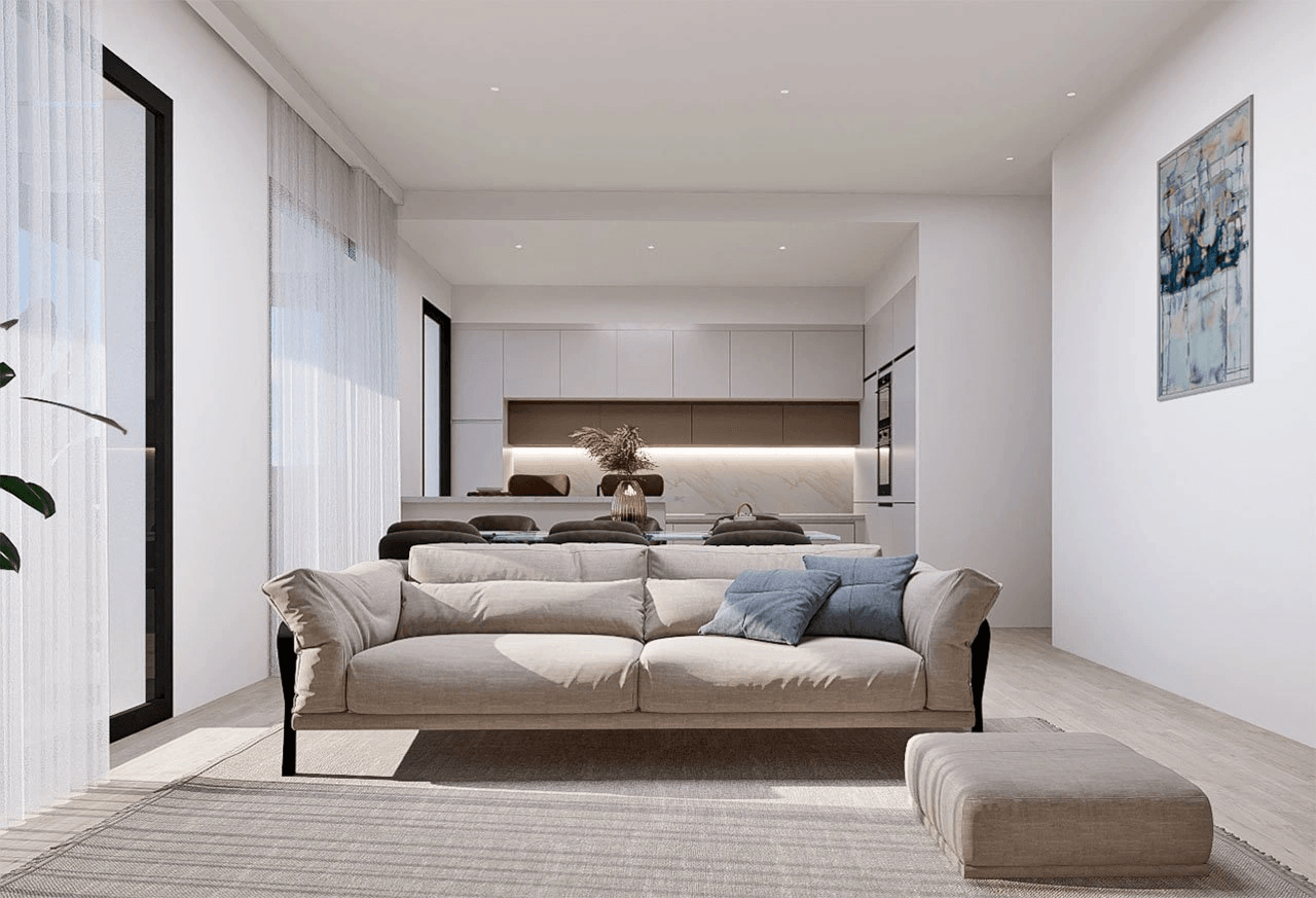 Appartements de 2 chambres au dernier étage avec 2 salles de bains, piscine communautaire et vue sur la mer