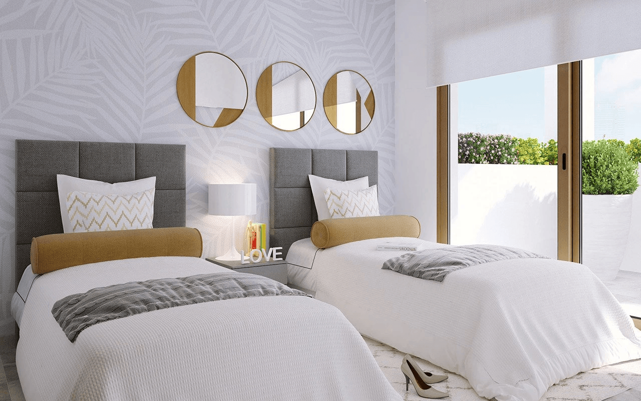 Villas mitoyennes de 3 chambres à coucher avec toit-terrasse avec vue sur la mer et piscine privée en option à seulement 400 m de la plage