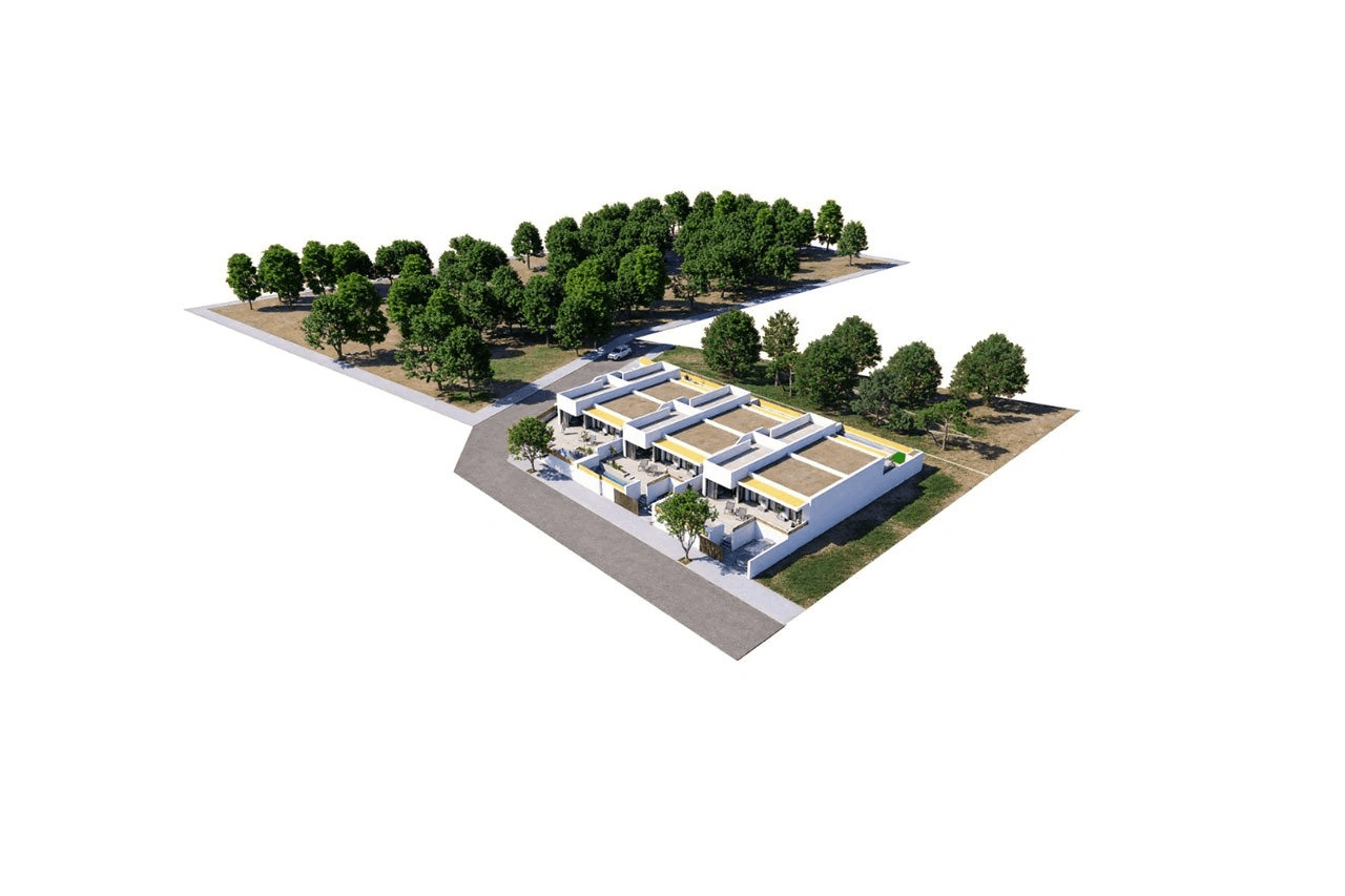 Maisons mitoyennes avec 3 chambres, 2 salles de bains, piscine privée et parking privée