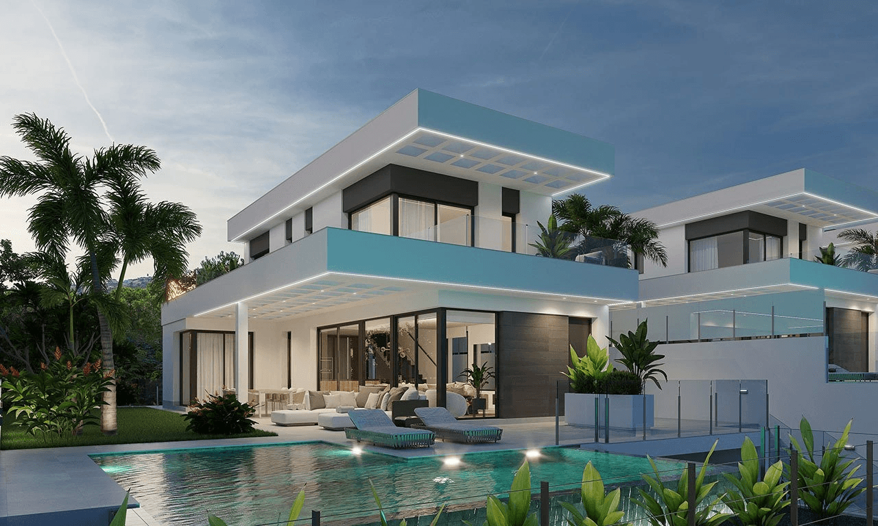 Villas exclusives avec 3 chambres à coucher, 3 salles de bains, piscine privée, cave/garage et vue sur la mer