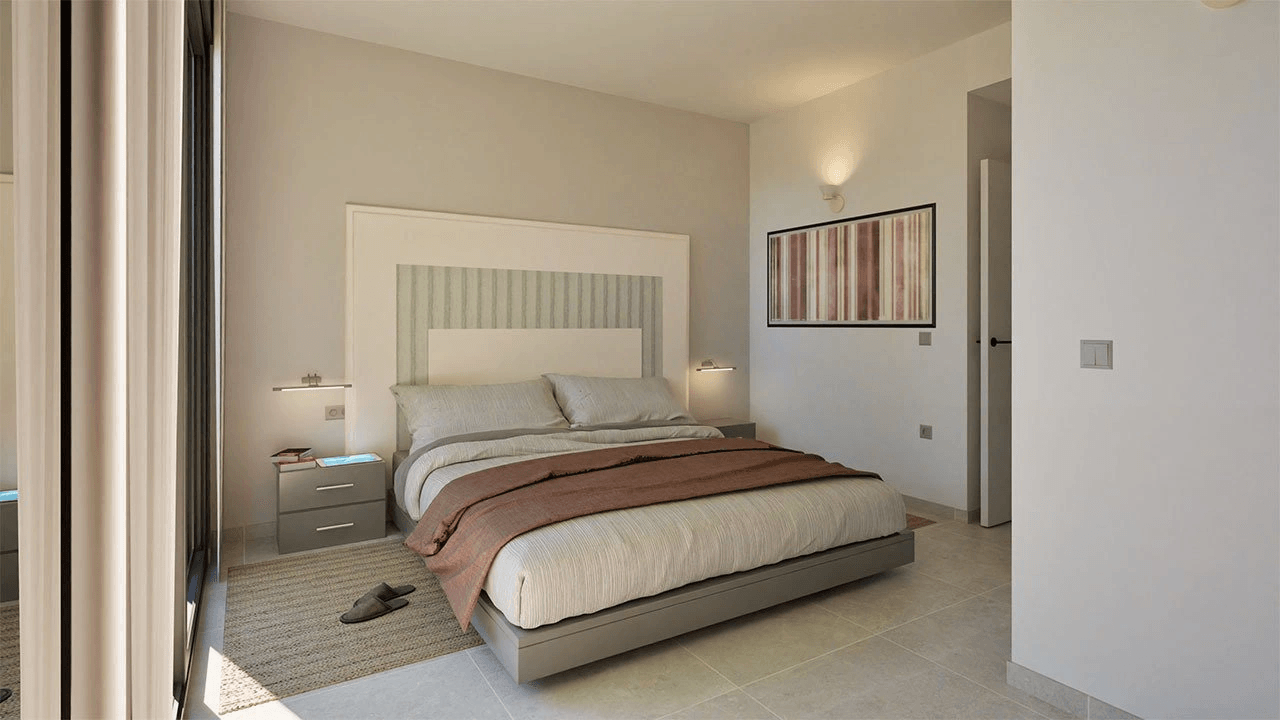 Villas jumelées avec 3 chambres, 3 salles de bains, terrasse sur le toit, pré-installation de la climatisation et piscine privée