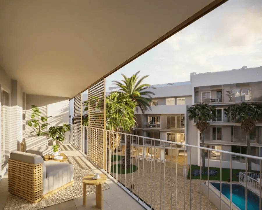 Appartement neuf exclusif de 3 chambres avec piscine, place de garage et débarras