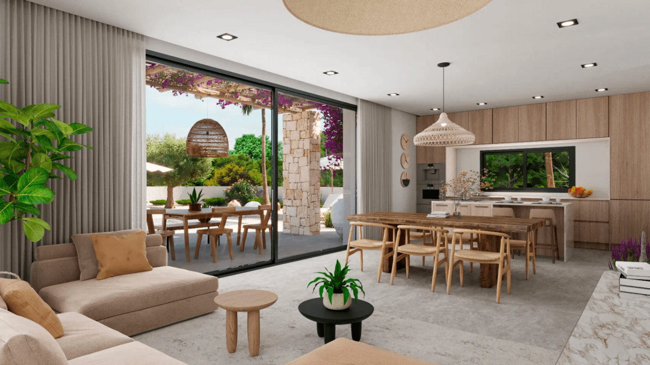 Sehr schönes Neubauprojekt im Ibiza Stil auf einem großen flachen Grundstück in Denia