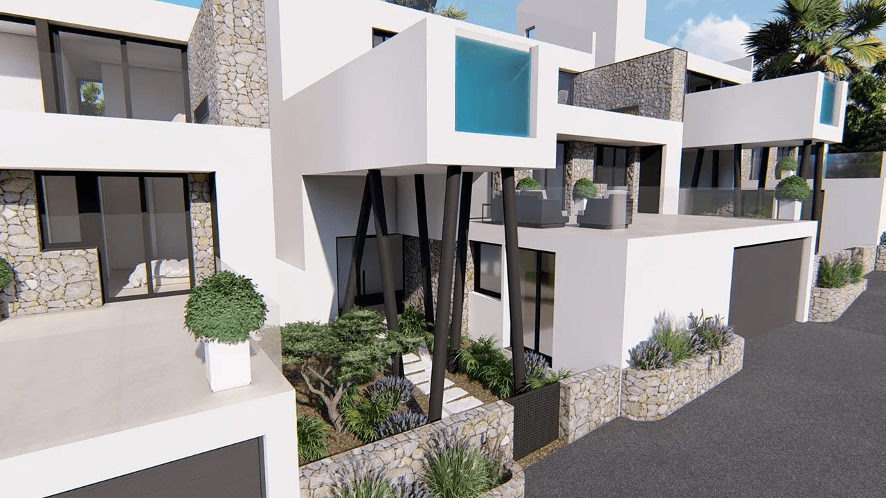 Villas spacieuses et exclusives avec piscine à débordement, garage et vue sur la mer