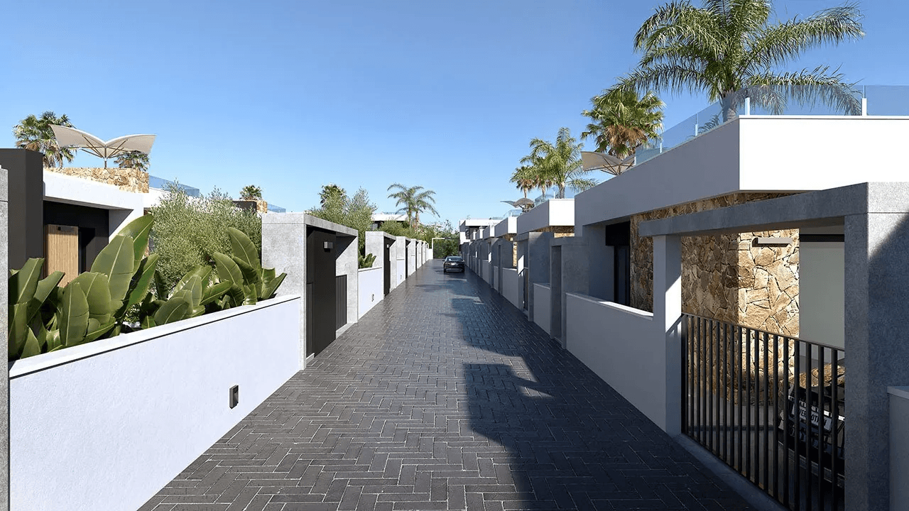 Villas sur deux étages avec 3 chambres, toit-terrasse, cuisines équipées d’électroménagers, climatisation, parking privé et piscine privée