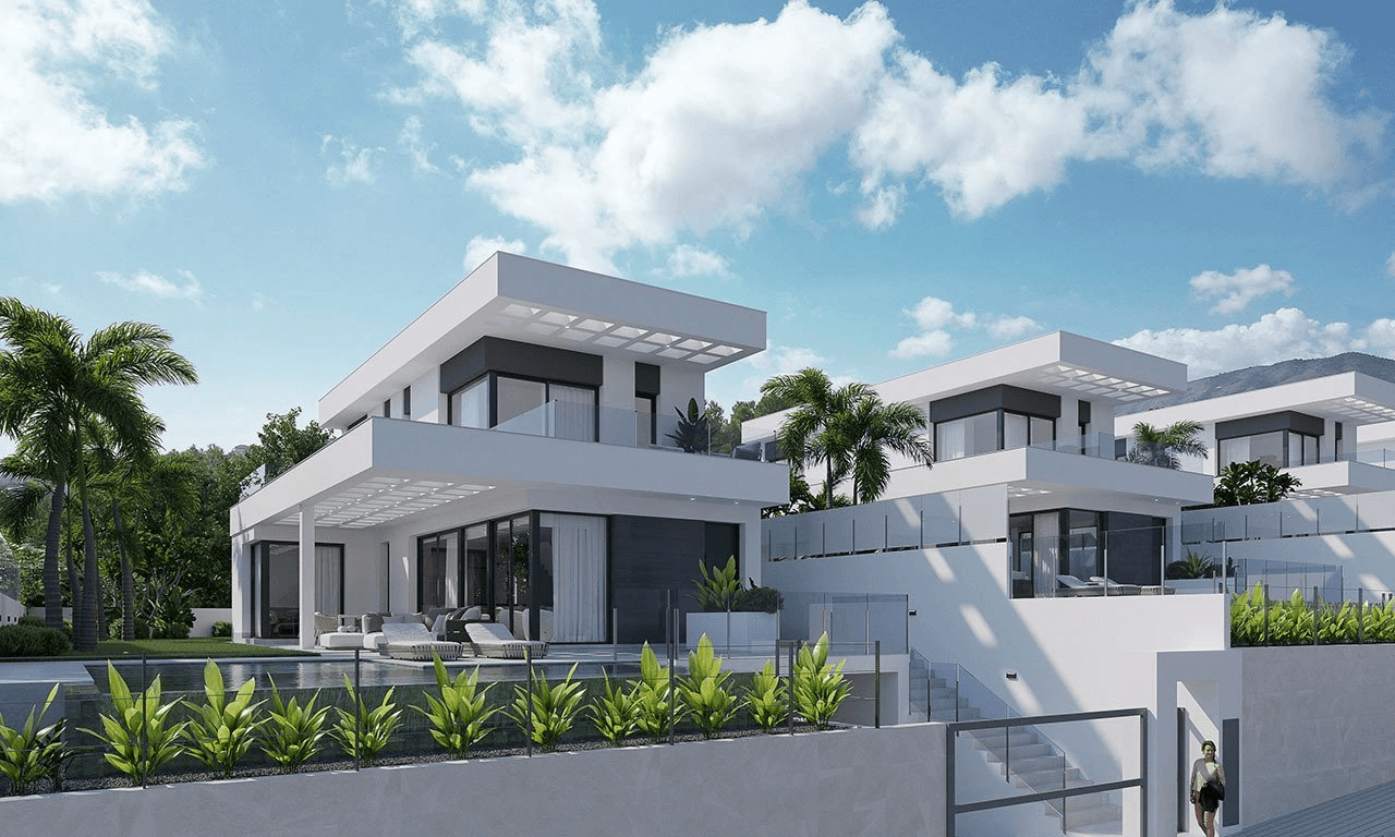 Villas exclusives avec 3 chambres à coucher, 3 salles de bains, piscine privée, cave/garage et vue sur la mer