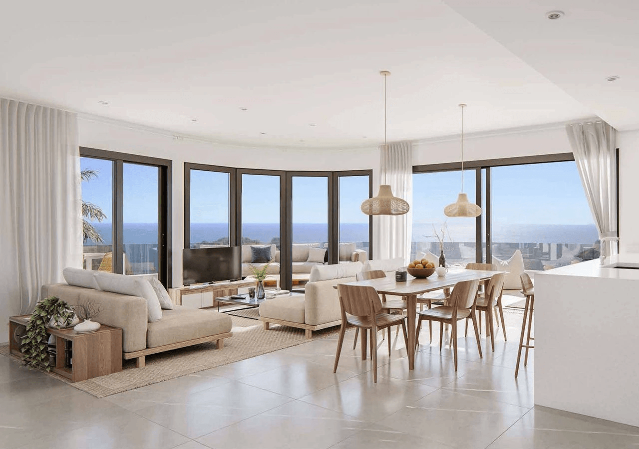 Suberbes appartements avec 3 chambres à coucher, climatisation, espace de stationnement privé, piscine communautaire et vue sur la mer