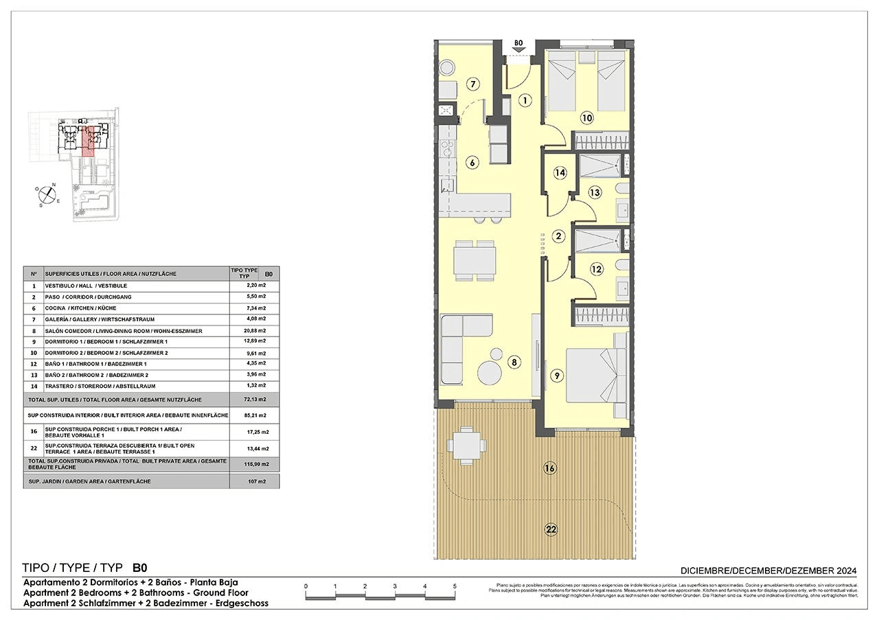 Appartements avec 2 chambres à coucher, chauffage au sol dans les salles de bains, climatisation et piscine commune à seulement 250 m de la mer