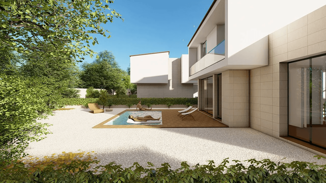 Villas avec 3 chambres, 3 salles de bains, air conditionné, vue sur la mer, piscine privée et place de parking