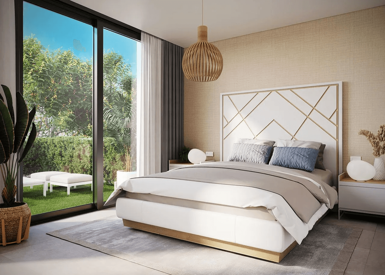 Villas jumelées avec 3 chambres à coucher, 3 salles de bain, chauffage par le sol, climatisation et piscine commune à seulement 500 m de la plage