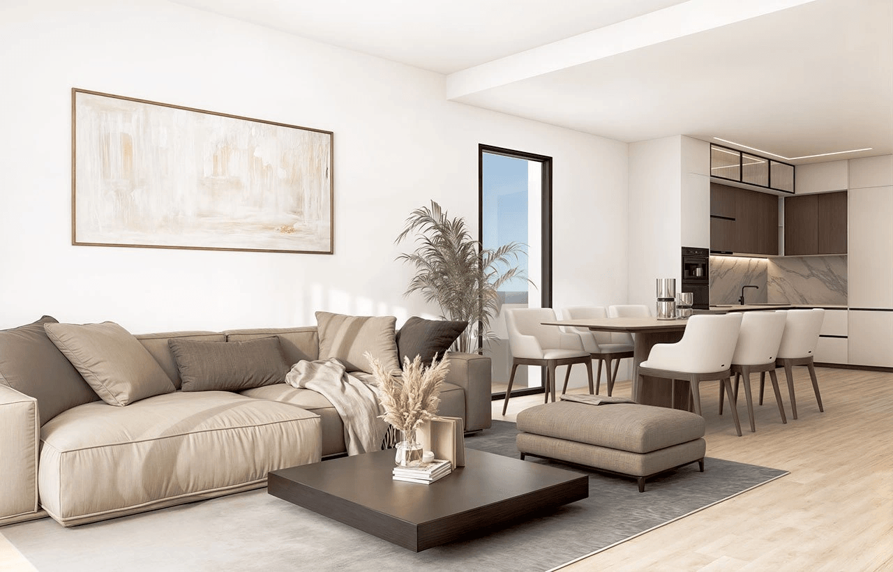 Penthouses de 2 chambres et 2 salles de bains avec terrasse sur le toit, piscines communautaires et vue sur la mer
