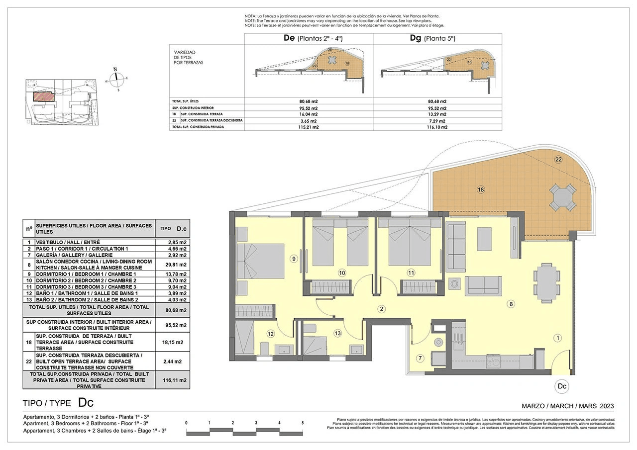 Appartements avec 3 chambres à coucher, climatisation, chauffage au sol dans les salles de bains et vue sur la mer à seulement 300 m de la plage