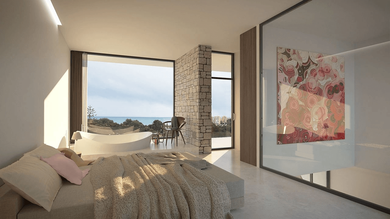 Villas exclusives avec 3 - 4 chambres à coucher, 3 - 4 salles de bains, W.C., toit-terrasse et piscine privée à seulement 600 m de la plage