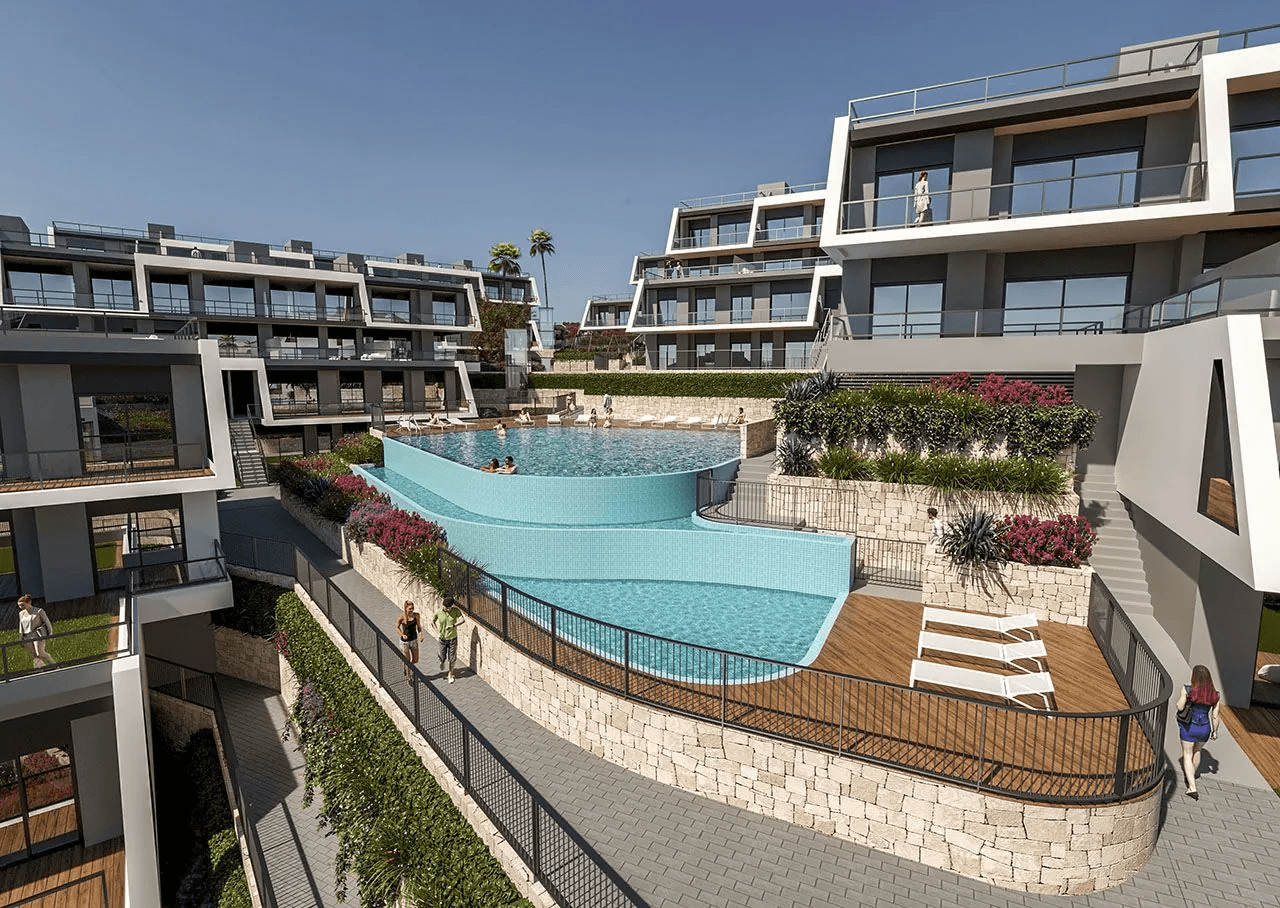 Apartamentos exclusivos de 3 dormitorios con vistas al mar, piscina comunitaria y aire acondicionado a tan solo 800 m de la playa