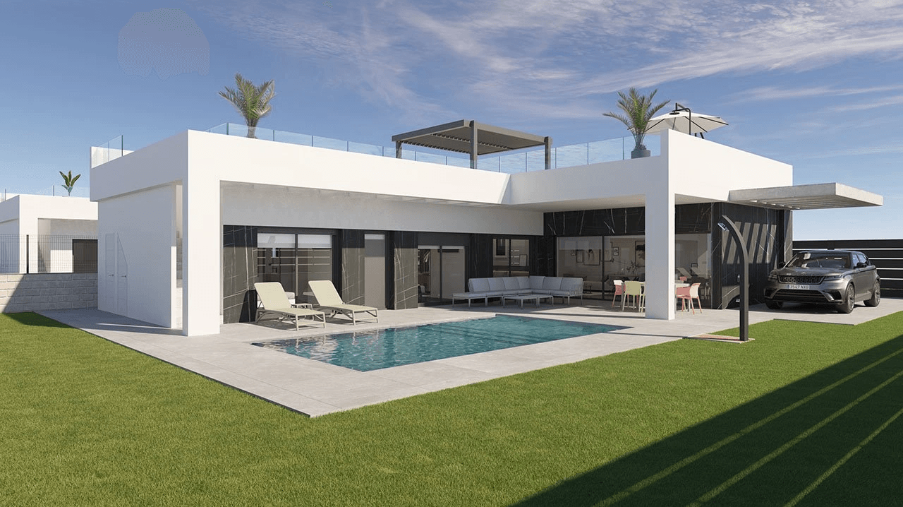Villen mit 3 Schlafzimmern, 2 Bädern, Dachterrasse und Privatpool in wunderschöner Golfanlage