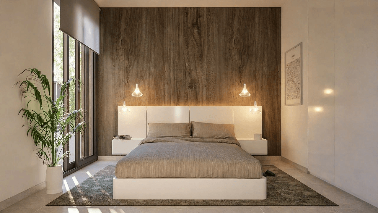 Villas jumelées avec 3 chambres, 3 salles de bains, terrasse sur le toit, pré-installation de la climatisation et piscine privée