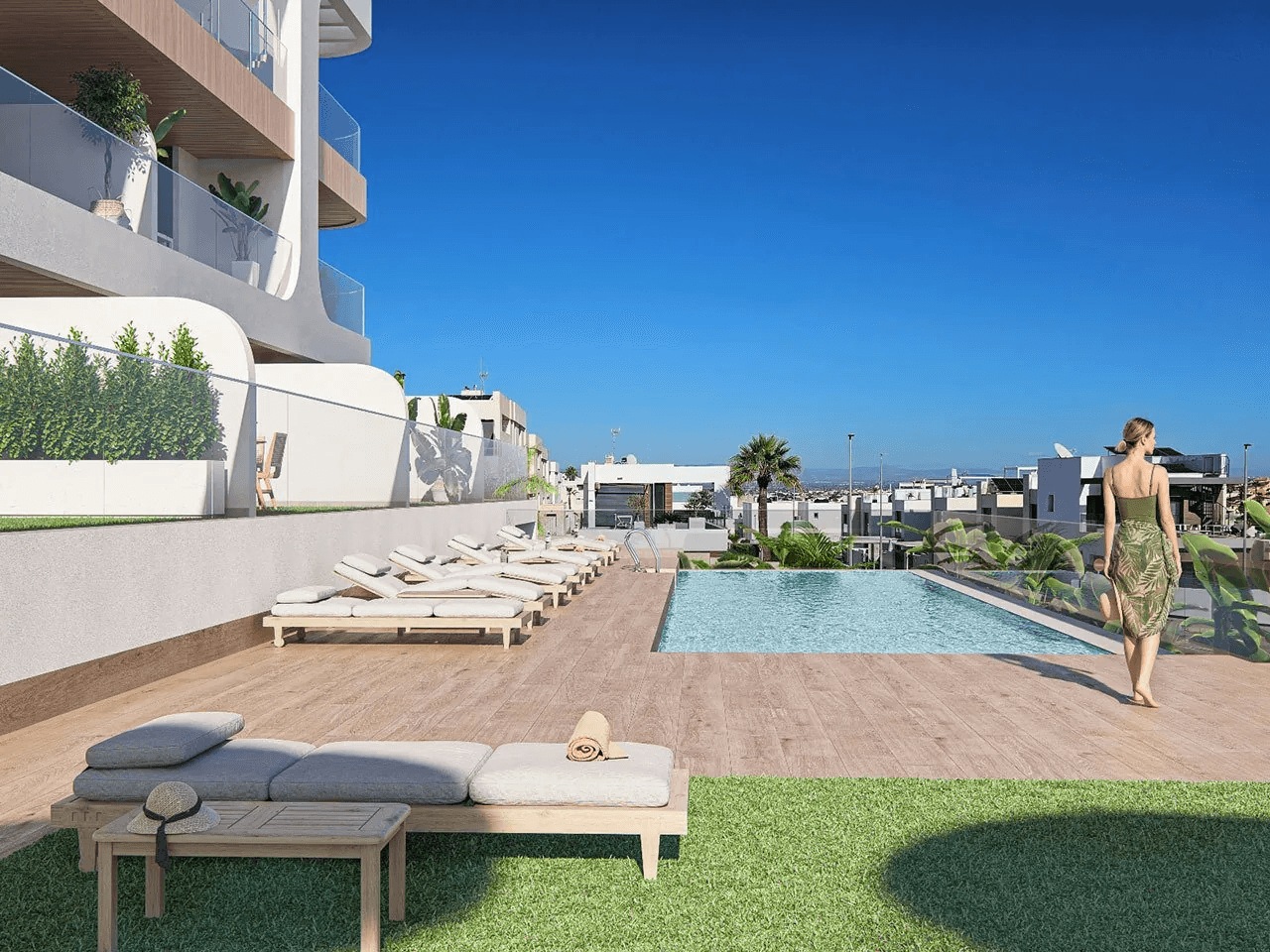 Penthouses avec 3 chambres, 2 salles de bain, terrasse sur le toit et piscine communautaire