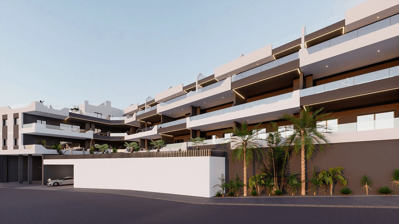 Penthouses avec 3 chambres, 2 salles de bain, toit-terrace, W.C., piscine privée et cuisine équipée moderne avec des appareils électriques