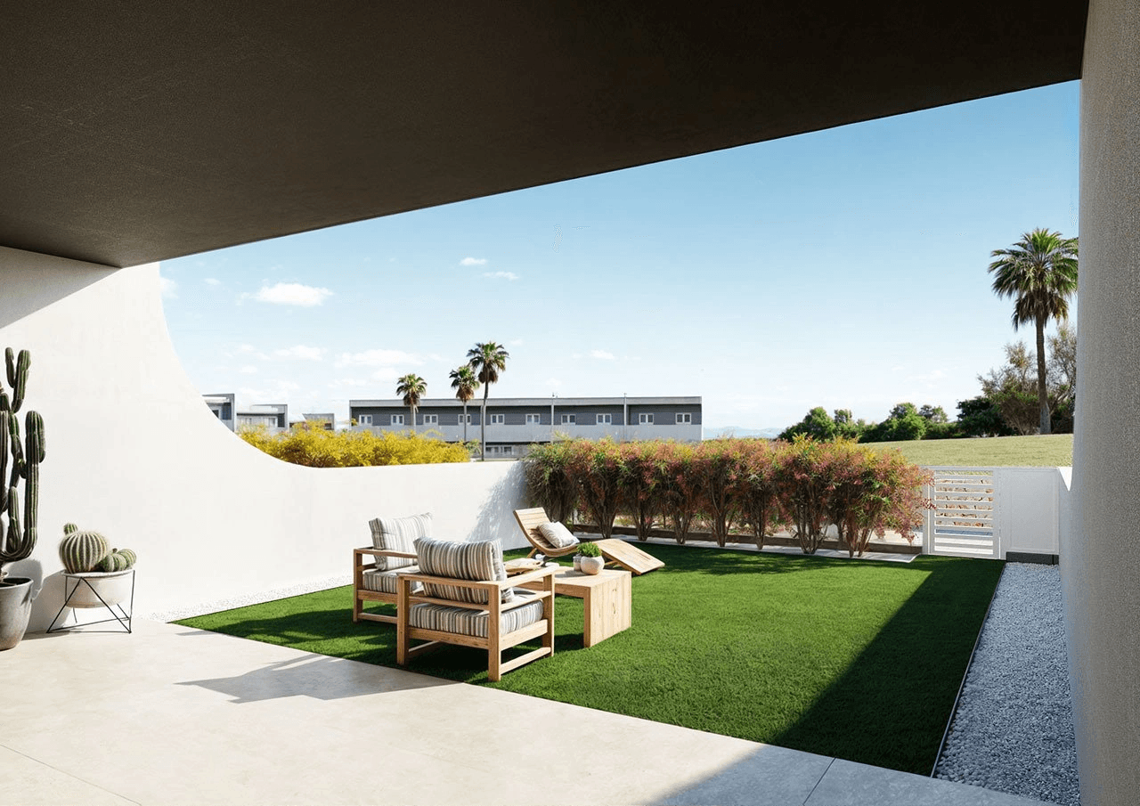 Maisons mitoyennes de 3 chambres à coucher et 2 salles de bain avec W.C. et cave dans un merveilleux complexe à seulement 5 km de la plage