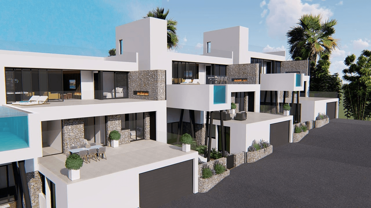 Villas spacieuses et exclusives avec piscine à débordement, garage et vue sur la mer