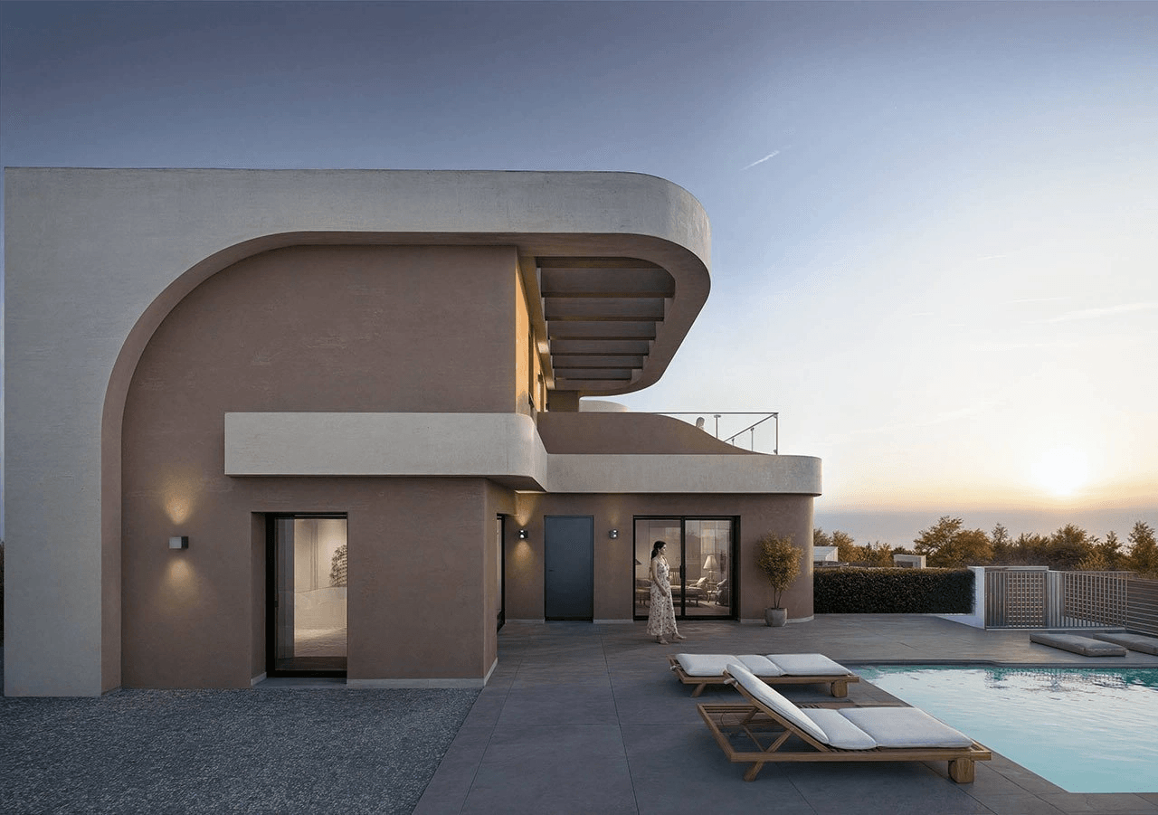 Villas jumelées avec 3 chambres, 2 salles de bains, WC invités, terrasse sur le toit, place de parking et piscine privée en option