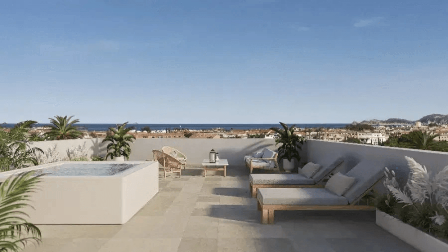 Appartement neuf exclusif de 3 chambres avec piscine, place de garage et débarras