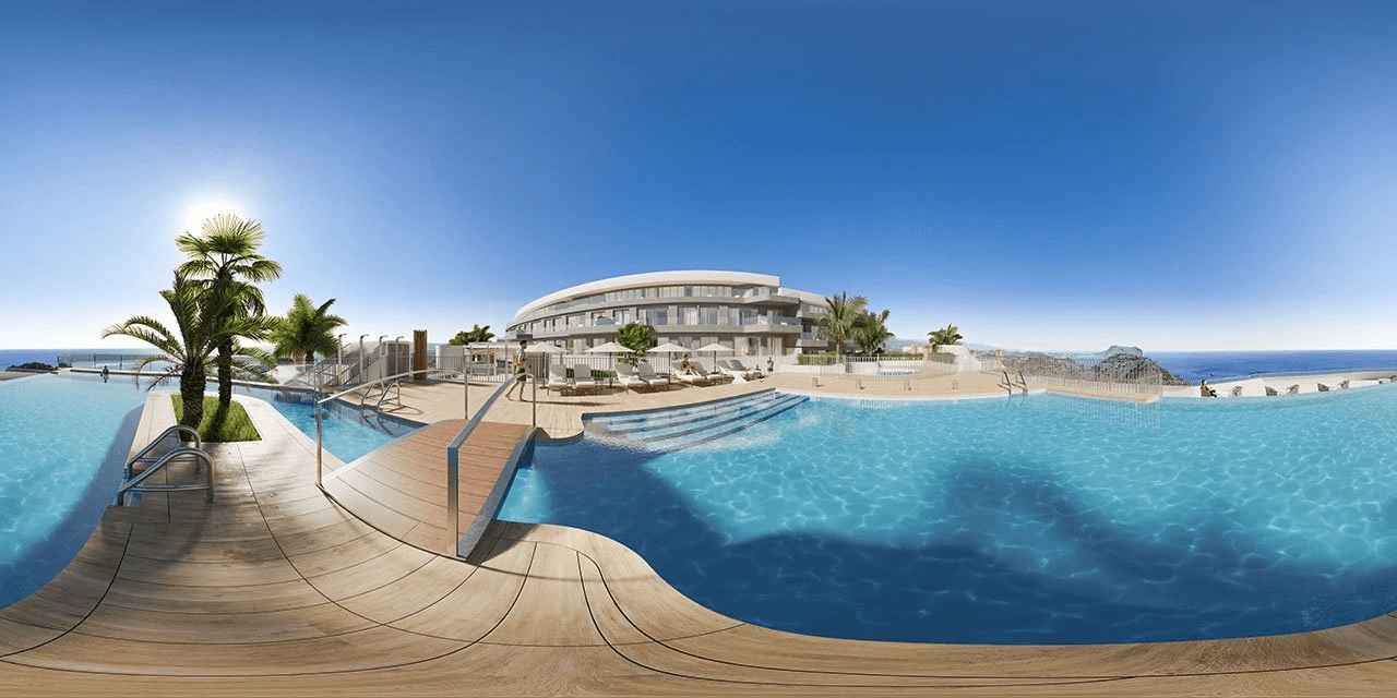 Suberbes appartements avec 3 chambres à coucher, climatisation, espace de stationnement privé, piscine communautaire et vue sur la mer