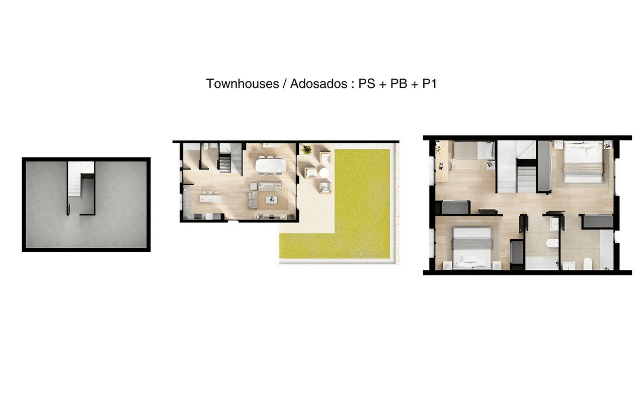 Maisons mitoyennes de 3 chambres à coucher et 2 salles de bain avec W.C. et cave dans un merveilleux complexe à seulement 5 km de la plage