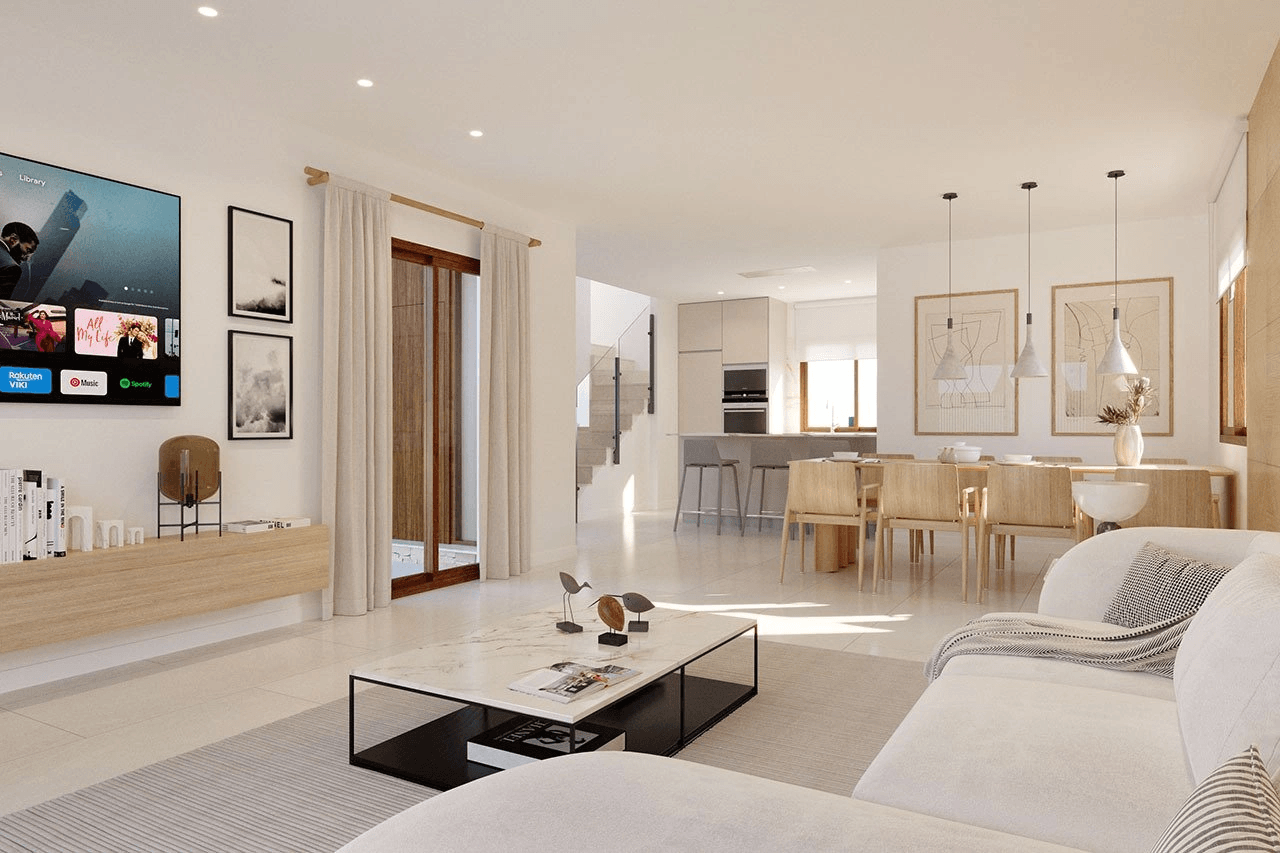 Villas avec 4 chambres, 3 salles de bains, W.C., parking privée et piscine privée dans un complexe de golf