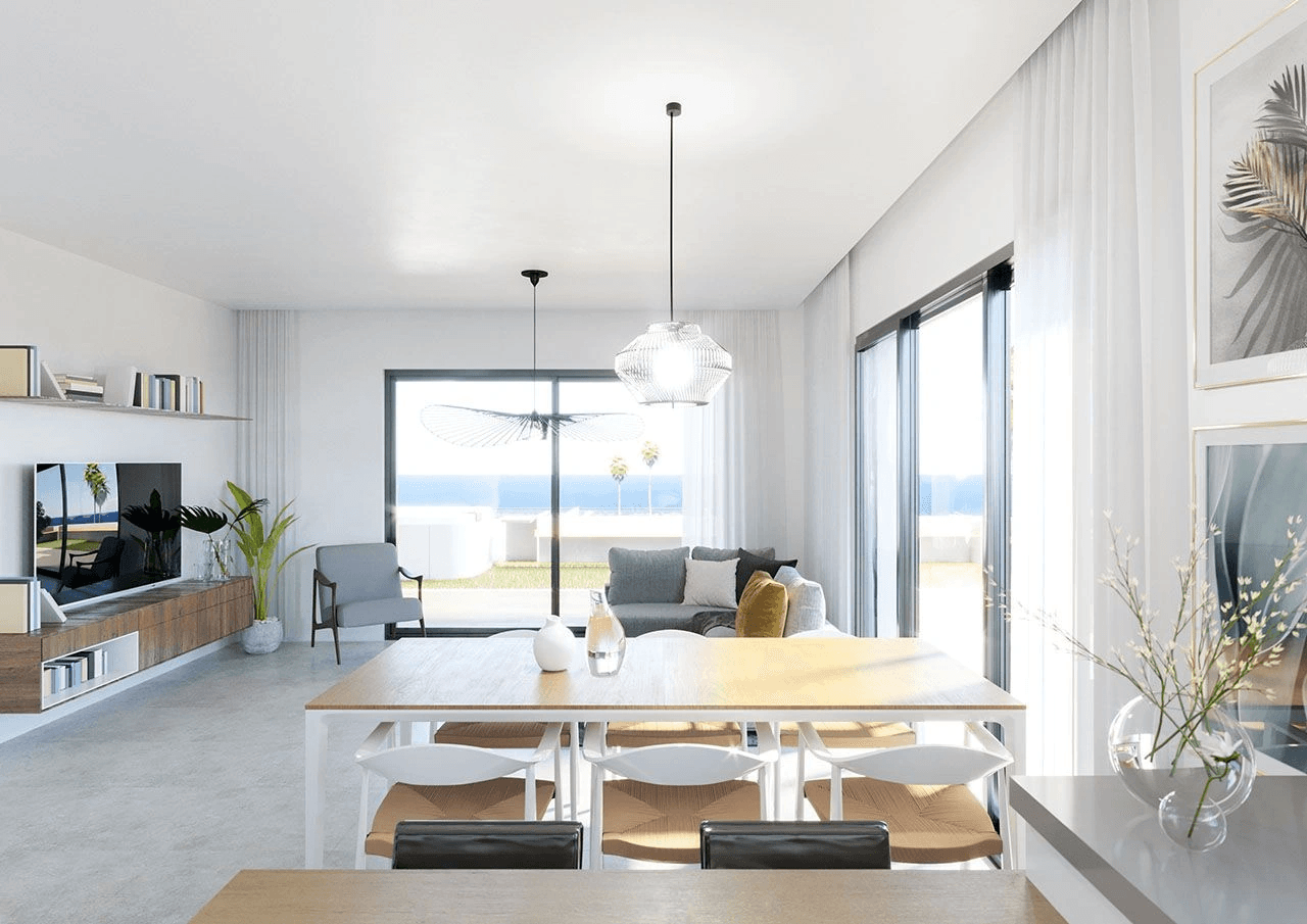 Apartamentos exclusivos de 3 dormitorios con vistas al mar, piscina comunitaria y aire acondicionado a tan solo 800 m de la playa