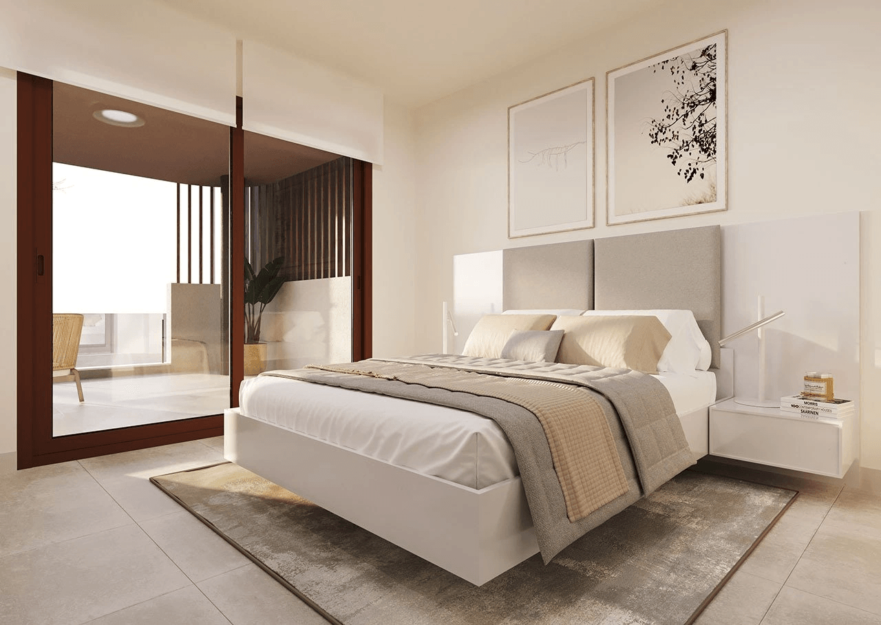 Appartements avec 2 chambres à coucher, chauffage au sol dans les salles de bains, climatisation et piscine commune à seulement 250 m de la mer