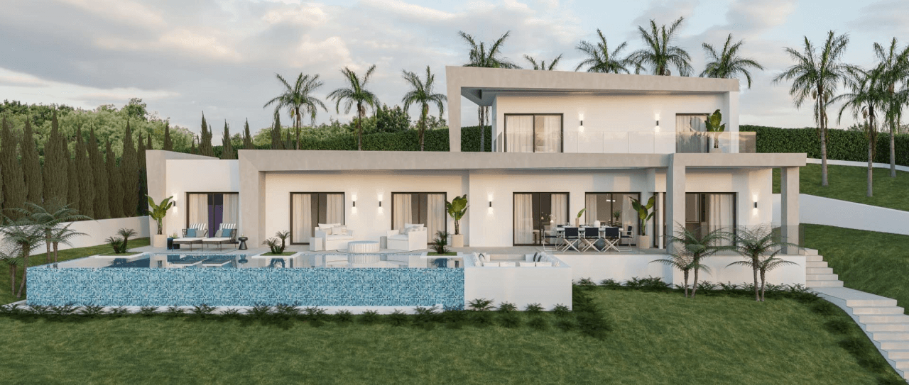 VILLA MODERNE À JAVEA AVEC VUE SUR LA MONTAGNE ET LA MER.