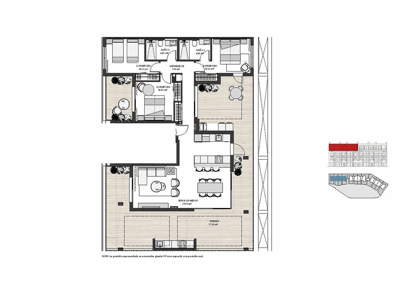 Áticos de 3 dormitorios y 2 baños con parking privado subterráneo y piscina comunitaria en el Santa Rosalía Lake and Life Resort
