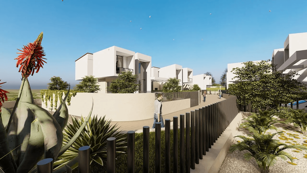 Villas avec 3 chambres, 3 salles de bains, air conditionné, vue sur la mer, piscine privée et place de parking