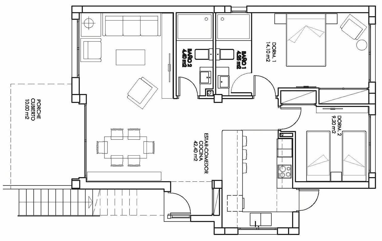Bungalows exclusivos de planta baja con 2 o 3 dormitorios, parking privado y piscina comunitaria