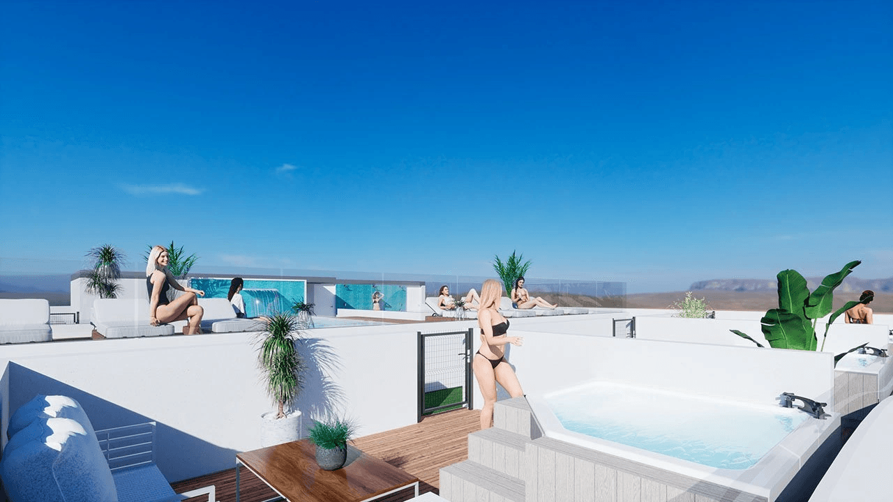 Appartements avec 2 chambres, 2 salles de bain et piscine commune à seulement 160 m de la plage de Los Locos