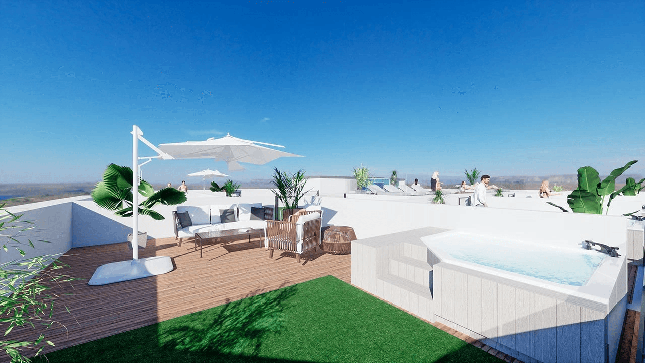 Appartements avec 3 chambres, 2 salles de bain et piscine commune à seulement 160 m de la plage de Los Locos